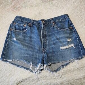 Levi’s 501 High Rise Raw Hem Cut Off Mom Jean Shorts Size 20
